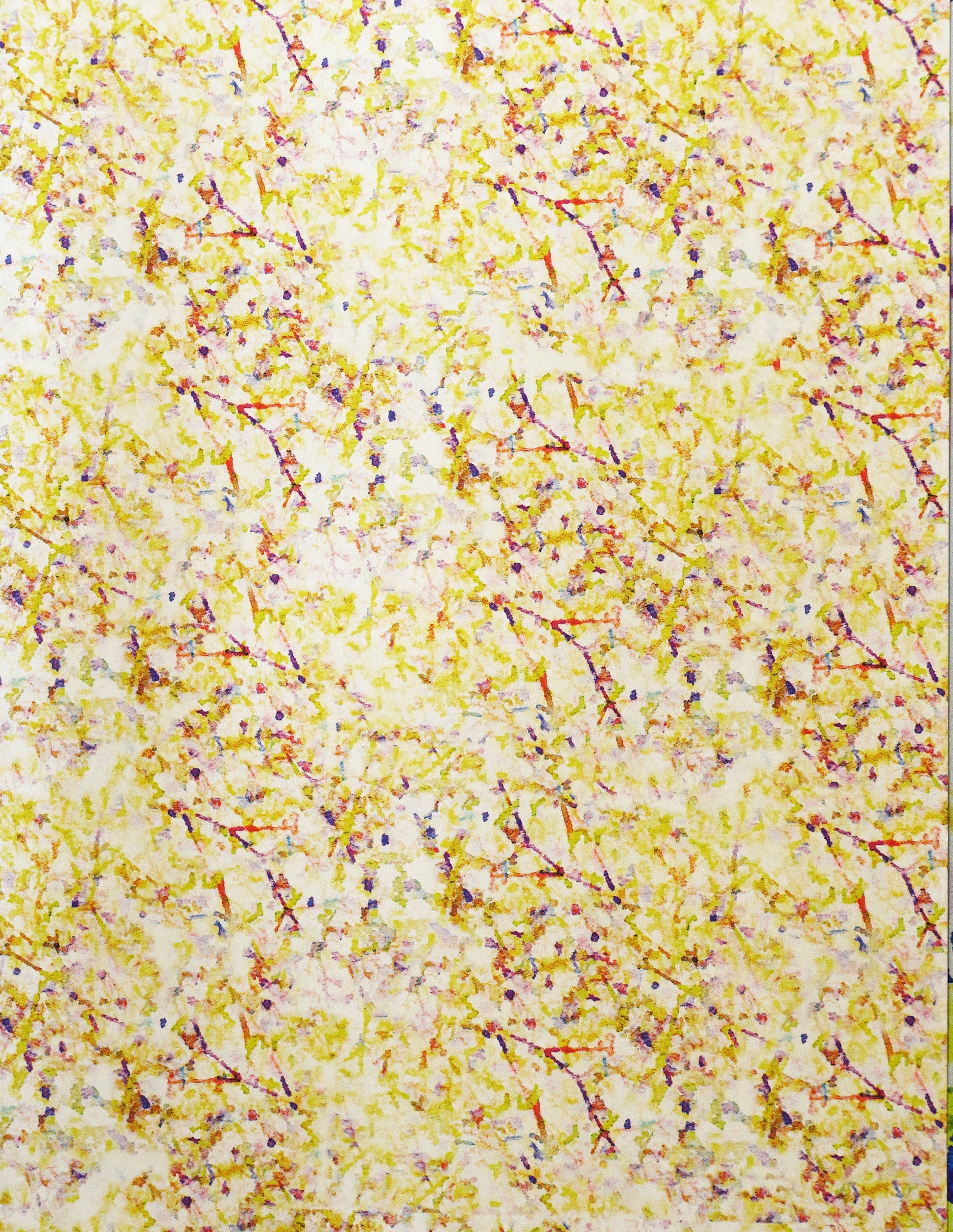 MORTLAKE - Mustard yellow, purple gypsophila on cream pearl image 0