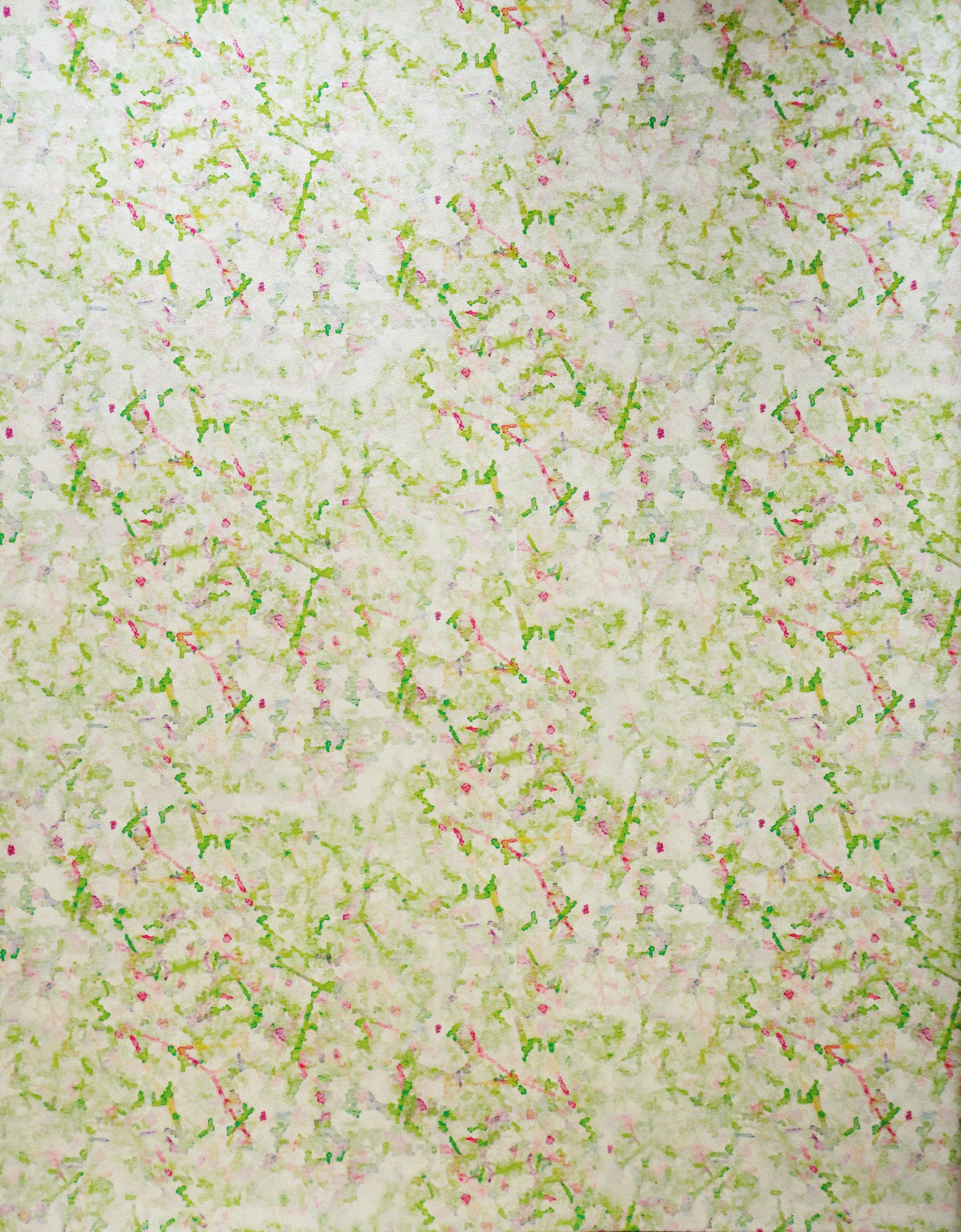MORTLAKE - Green, pink gypsophila on cream pearl image 0
